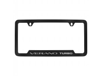 Black Finish License Plate Frame with Silver Verano Turbo and Tri Shield Logo