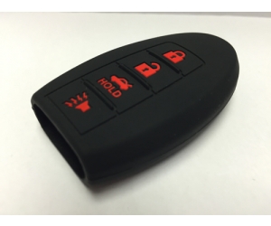 Black With Red Lettering 4 Button Intelligent Key Fob Cover