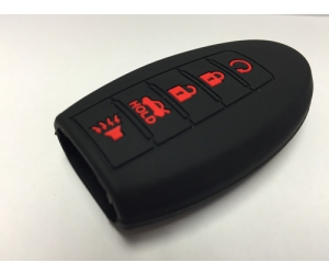 Black With Red Lettering 5 Button Intelligent Key Fob Cover
